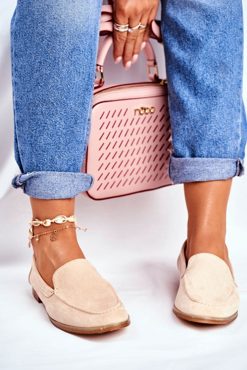 Women's Brogues Slip-on Loafers Suede Beige Twinky