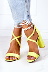 Zamszowe Sandały Na Słupku Neonowe Żółte Dance With Me