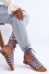 Women's Suede Roman Sandals Blue Sempre