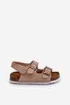 Children's sandals on a cork platform with velcro closure beige Rorria