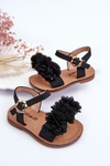 Fashionable Children's Sandals With Flowers Black Poly
