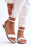Leather Flat Zipper Sandals White Millou
