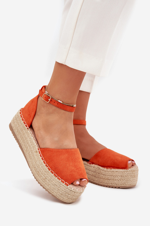 Women's espadrilles on a platform with weaving orange Selise