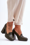 Leather High Heel Pumps Green Alisa