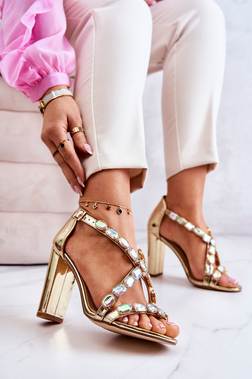 Women's Sandals On High Heel Lu Boo Gold 8258-1 Vernee