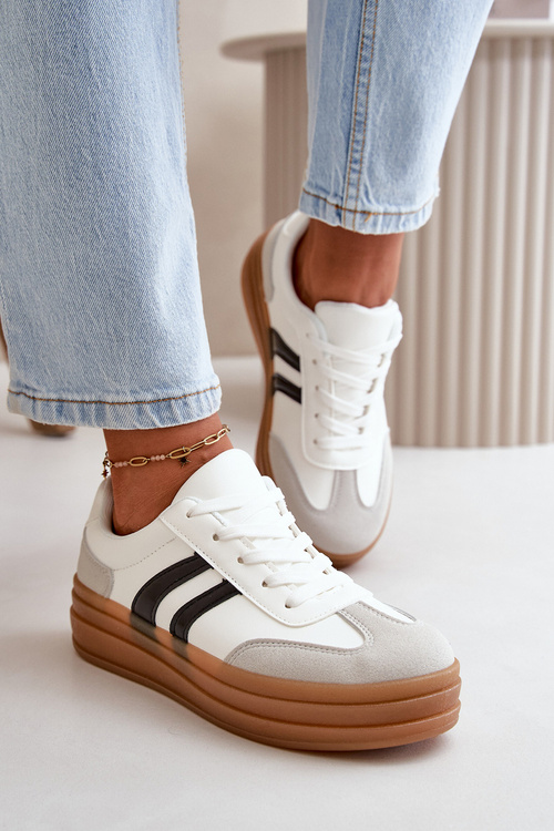 Women's Platform Sneakers White-Grey Nesonice