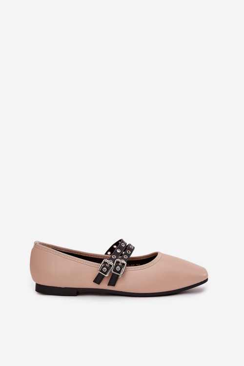 Women's Ballerinas With Straps Beige Deliora