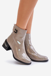 Lacquered Heeled Ankle Boots Insulated MR880-093 Gray