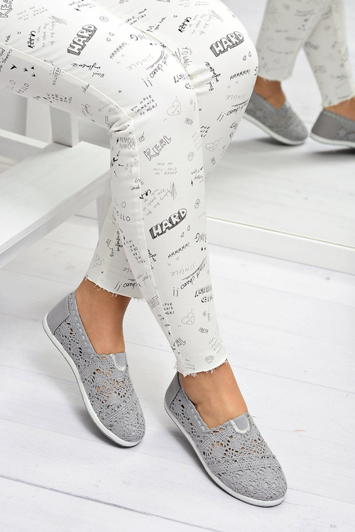 Lace Grey Women's Ballerinas Little Sugar
