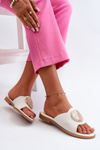 Women's Flat Sandals with Embellishment White Rivashea