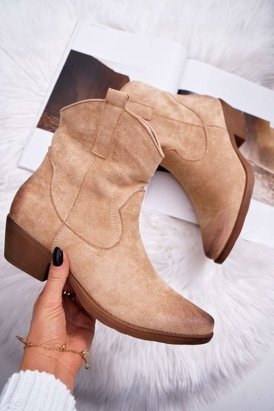 Women's Suede Cowboy Boots Beige Ferders