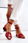 Leather Sandals On Golden Heel Laura Messi 2143 Red