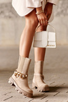 Women's Suede Boots with Chain Beige Nemette
