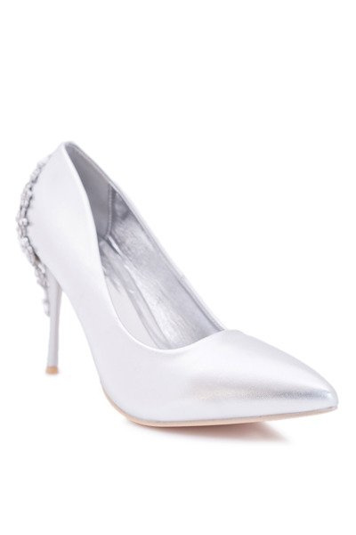 Women's Silver Stilettos with Ornament Larento