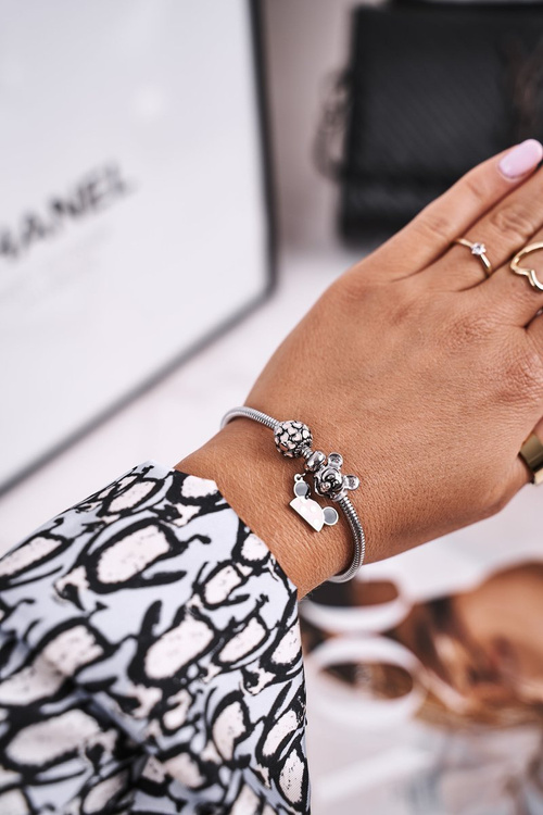 Women's Bracelet Charms Hearts Silver Miki