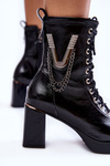 Fashionable, insulated leather boots with ornament Black Malta 