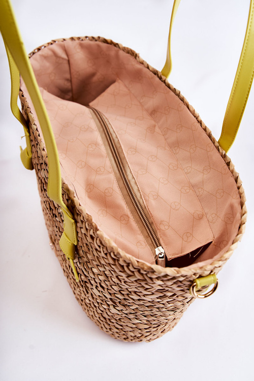 Braided Beach Bag NOBO XM0020-C002 Beige-yellow