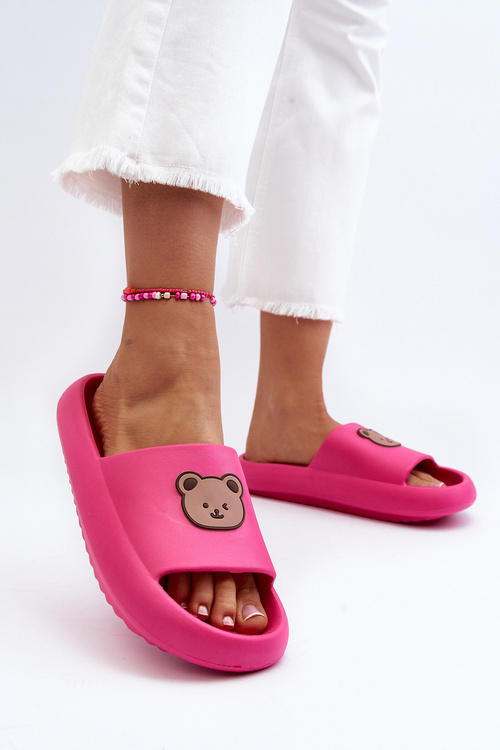 Light Women's Foam Slippers With Teddy Bear Fuchsia Lia