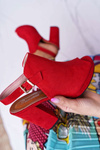 Women's Stiletto Sandals Open Toe Red Montree