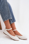 Women's Ballerinas With Strap And Clasp White Janelor