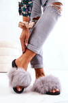 Slippers with Natural Fur Grey Naturimo