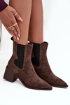 Leather Suede Women's Ankle Boots Heeled Lined Artiker 57C0047 Brown