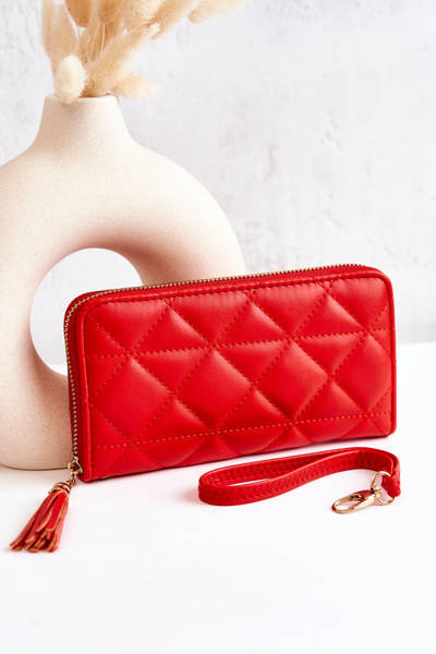 Large Quilted Wallet With Stripe Red Jeffrey