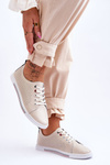 Women's Beige Leather Cut-Out Sneakers S.Barski LR952