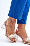 Fashionable Transparent Sandals With Ornaments Silver Carmelo 