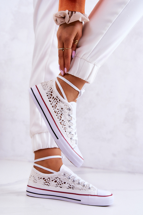 Women's fabric sneakers with openwork White Venture