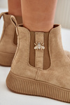 Slip On Women's Platform Boots With A Buckle Eco Suede Brown Ciatheia