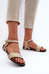 Zazoo 40027 Flat Women's Leather Sandals Beige