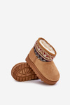 Slip On Snow Boots For Kids With Patterned Insert Lined With Fur Camel Mirirae
