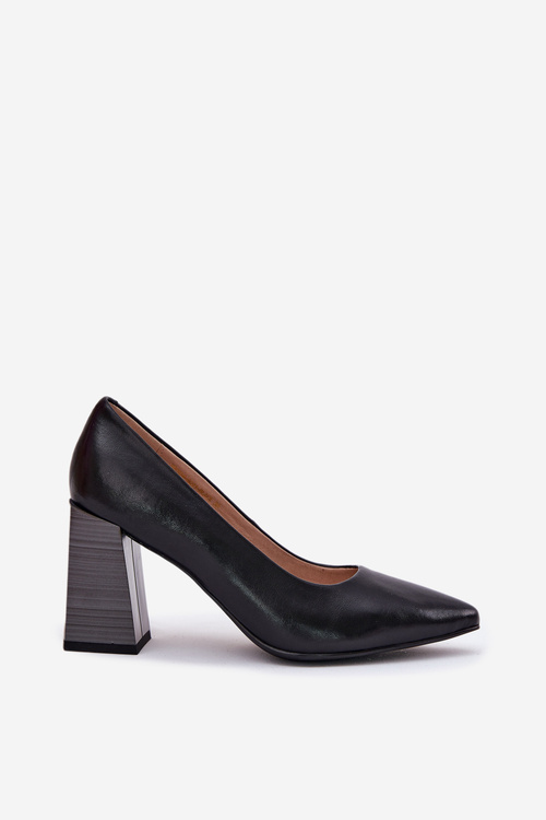 Leather Heels On A Heel Black Gregosa