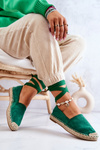 Tied Suede Espadrilles Dark Green Ismanne