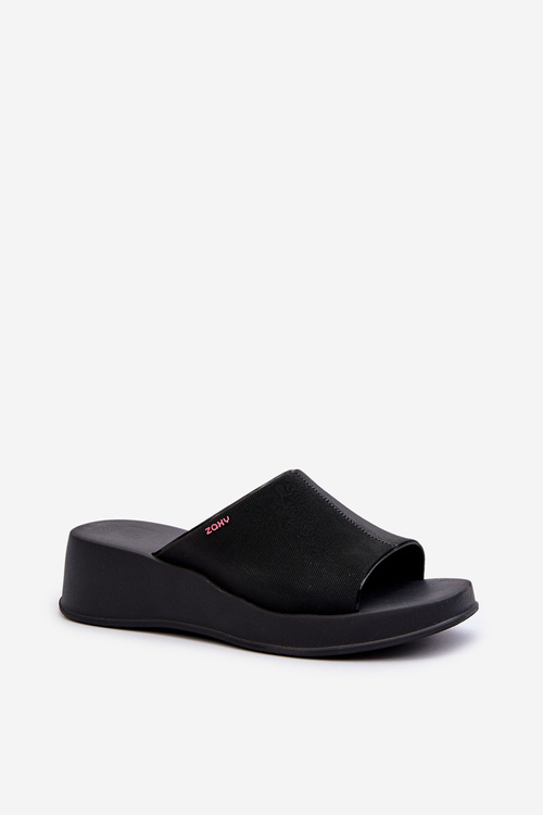 Klapki Na Koturnie Pachnące Damskie Czarne ZAXY LL285084