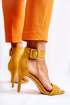 Women's Suede Sandals On A High Heel Yellow Marconi