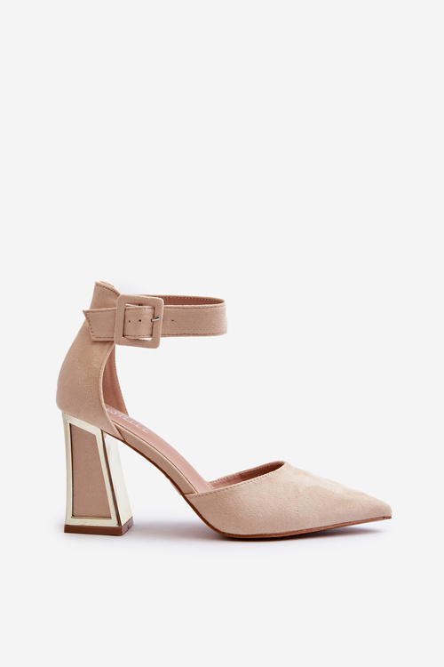 Beige Suede Pumps With Stiletto Heel Lodho