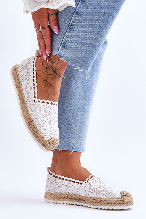 Espadryle Koronka Wsuwane Białe Blanco