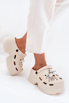 Women's sandals on a chunky platform with embellishments beige Vivira