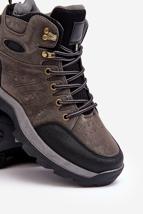 Buty Trekkingowe Trapery Męskie Szare Fontanoe 85-915