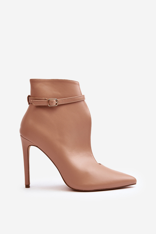 Women's Leather Heels on Stiletto Beige Amalundi