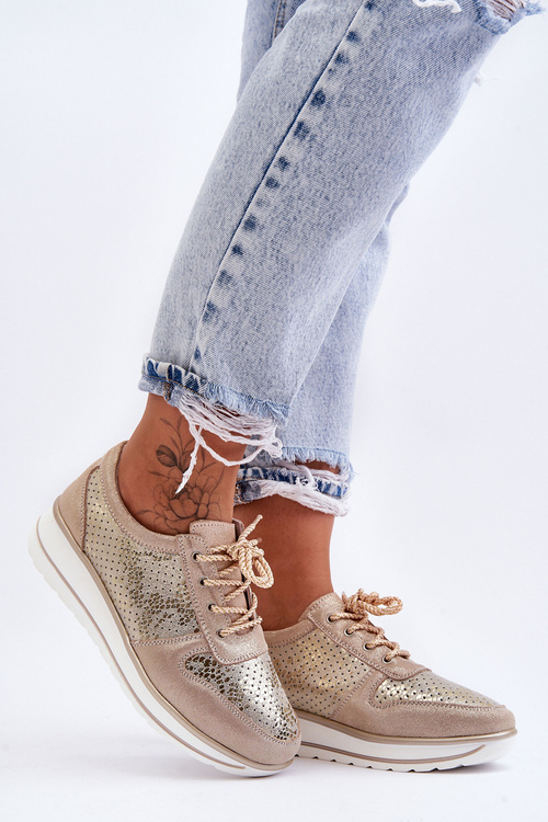 Leather Sport Shoes with Perforation S.Barski AL22246 Gold