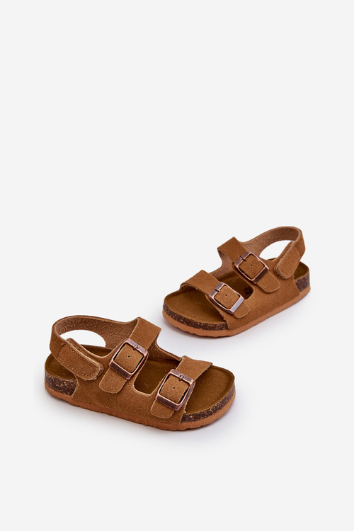 Children's Sandals on Cork Platform with Velcro Closure Camel Rorria