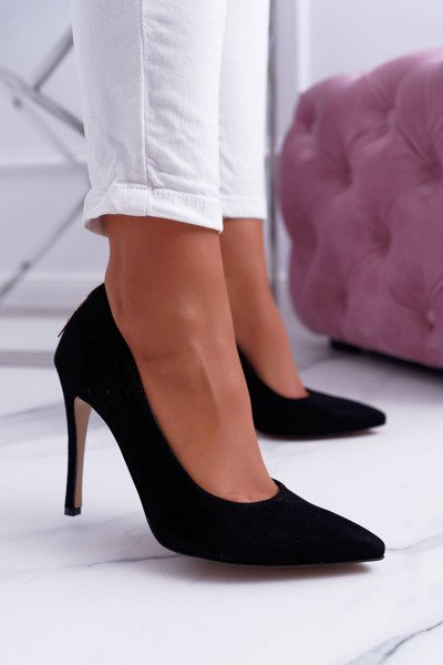 Laura Messi Women's Stilettos 1727 Suede Leather Black Valentine