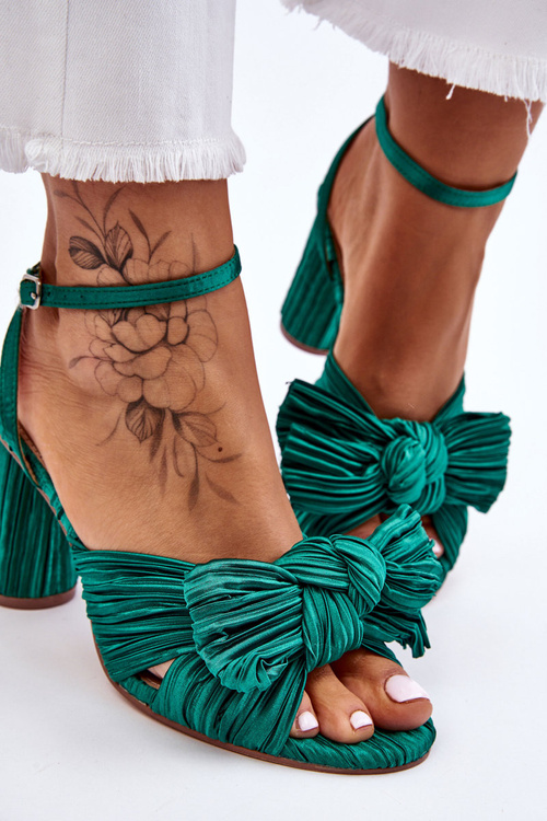 Fashionable Sandals With A Bow On Heels Green Callum
