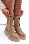 Women's Suede Ankle Boots Lace-Up Beige Nicole 2836