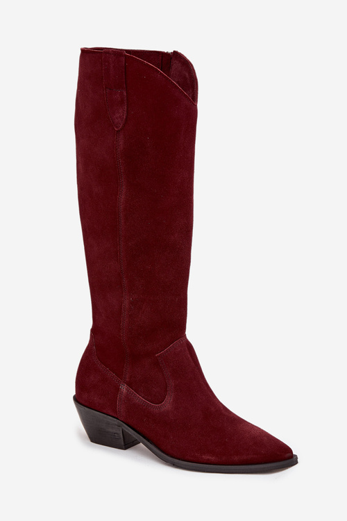 Cowboy Boots Made of Natural Suede Lined Zazoo 4225 Burgundy