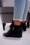 Women's Sneakers On Anchor Gold Padlock Black Tersey