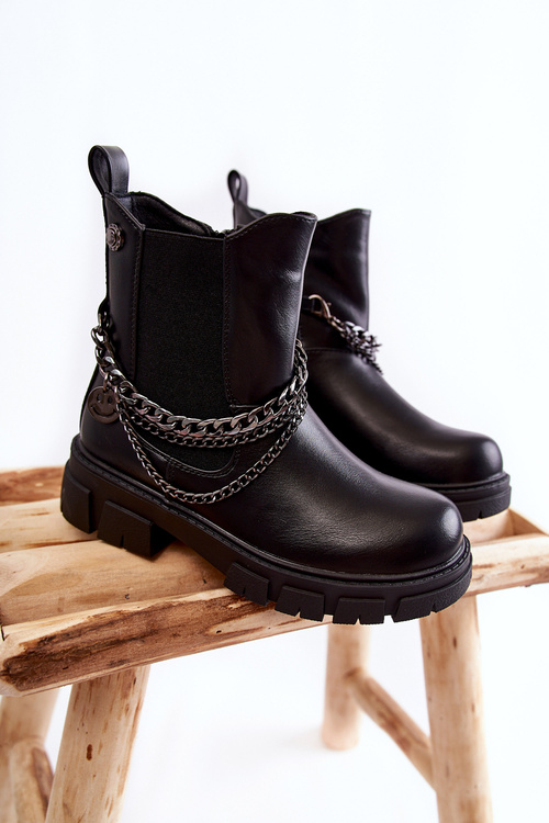 Children's insulated leather boots Black Lise